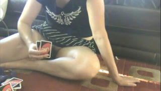 Showing off her pussy while playing uno