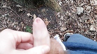 Risk being caught in public park, pissing and playing with my cock