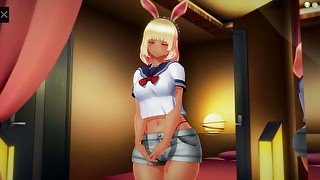 3D HENTAI　変態バニー黒ギャル先輩と絶倫男のSEX