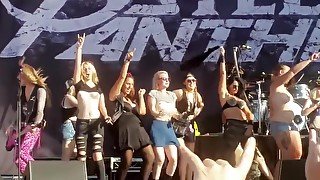 Steel Panther Rock Show Topless Girls in a Row