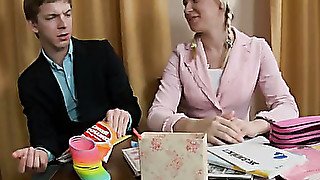 Blonde tutor intensely fucking with her pupil