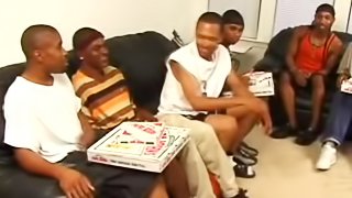 A few salacious black gays have crazy indoor group sex