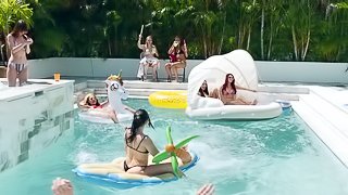 Stunning Alex Blake and her hot friend get fucked by the pool