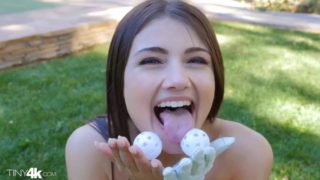 Petite adria rae fools around with golf club before getting dicked