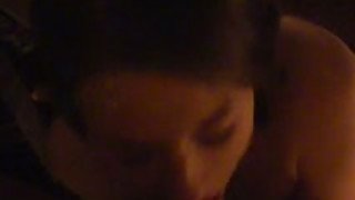 Tasty looking horny GF sucks sweet cock in the darkness