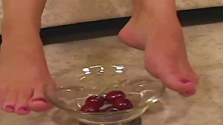 RealGfsExposed - This slut loves cum-coated cherries after some foot play.