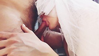 Sloppy deepthroat blowjob by bride