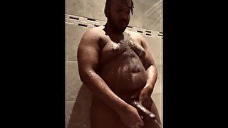 Big Dick Ebony Man Strokes In Shower - Daddy Dame