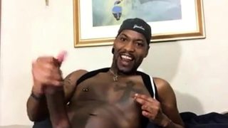 Str8 guy stroke his big black meat