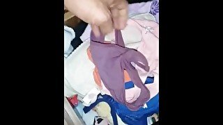 Jerk off with step sister's friend's underwear