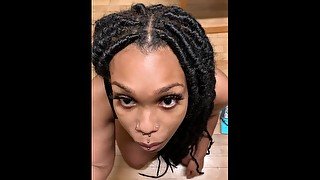 Ebony School Girl Sucks Mommy's Strap On After Class and Gags [ASMR]