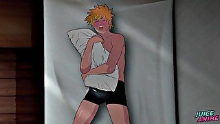 Naruto has an erotic dream and ends up rubbing his dick on the pillow YAOI