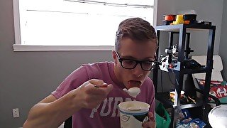 STEPBROTHER DRINKS HIS STEPSISTERS COFFEE AND EATS HIS STEPMOMS YOGURT