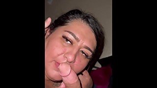 SSBBW PLUMPER LATINA WIFE SLOPPY DEEPTHROAT CUM SWALLOW (WANTS TO SUCK AND FUCK BBC FAN)