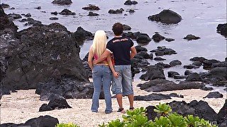 Outside sex at the beach is amazing adventure for horny blonde Jemstone