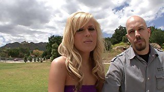 New blonde wife convinces pushover husband to watch her get fucked