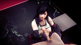 Final Fantasy Hentai - Tifa masturbates a big cock until she gives him her cum