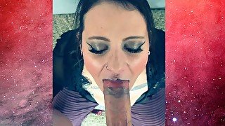 Goth Milf sucks sloppy dick POV