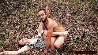 Fucked Good In The Woods: Milf Takes Cock Barefoot And Still In Dress From Hairy Man