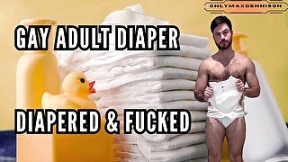 Gay adult diaper - diapered & fucked