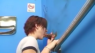 Gloryhole Action Where a White Girl Sucks Big Black Cock