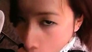 progressive cum build up on japanese girl's face