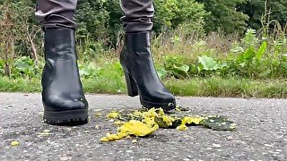 Crushed a zucchini with my sexy ankle boots