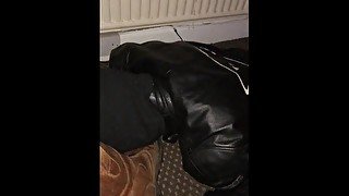 Full leather Biker - Worked my cock and got his reward.