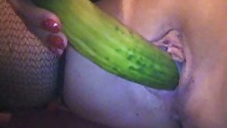 Sexy time with cucumber - zesty girlfriend of mine masturbates