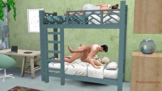 Stepdad fuck his stepdaughter on bunk bed