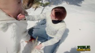 PublicHandjobs - Brandi de la Fey Strokes A Lonely Snowman