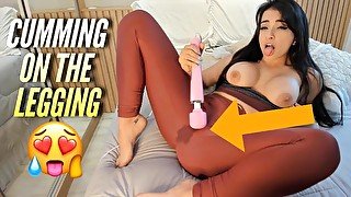 Sexy latina reaching the orgasm cumming in her yoga pants FEMALE ORGASM