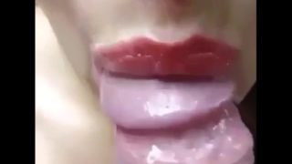 sucking closeup with saliva and sperm on face