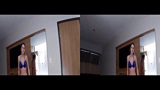 3D POV. Cute blonde with perfect body sucks my dick.