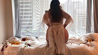 Floral and Lace Window Masturbation