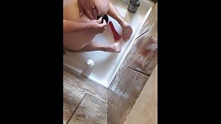 Shower anal toy session