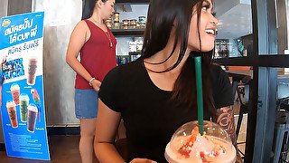 Starbucks coffee date with gorgeous big ass Asian teen 18+ girlfriend