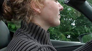 Ramming blonde mature in the car