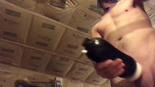 Dirty talk visibly throbbing cock shooting huge load in toy