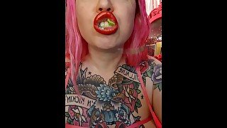 ASMR Mukbang - A pink haired goddess eating a salad