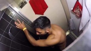 Str8 spy guy in hostel shower jerk part 2