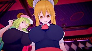 Maid Kobayashi - Futas Tohru and Lucoa  Male taker POV