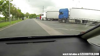 Real WHORE Picked up Between Trucks and Get Paid for Sex