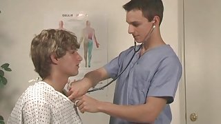 Cute doctor blows his patient passionately