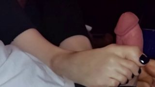 Wife footjob w cum