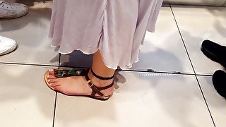 filming her big yummy feets french pedicured toes