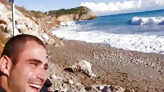 French guy fucking a sexy white tourist in public beach