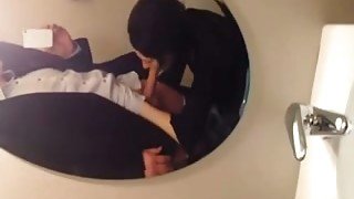 My cute brunette hot wife blowing my dick in the toilet