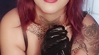 Domination tease with my strapon and sexy gloves to make you weak!!@