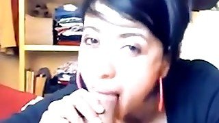 Horny bitch sucking my cock deepthroat in front of camera